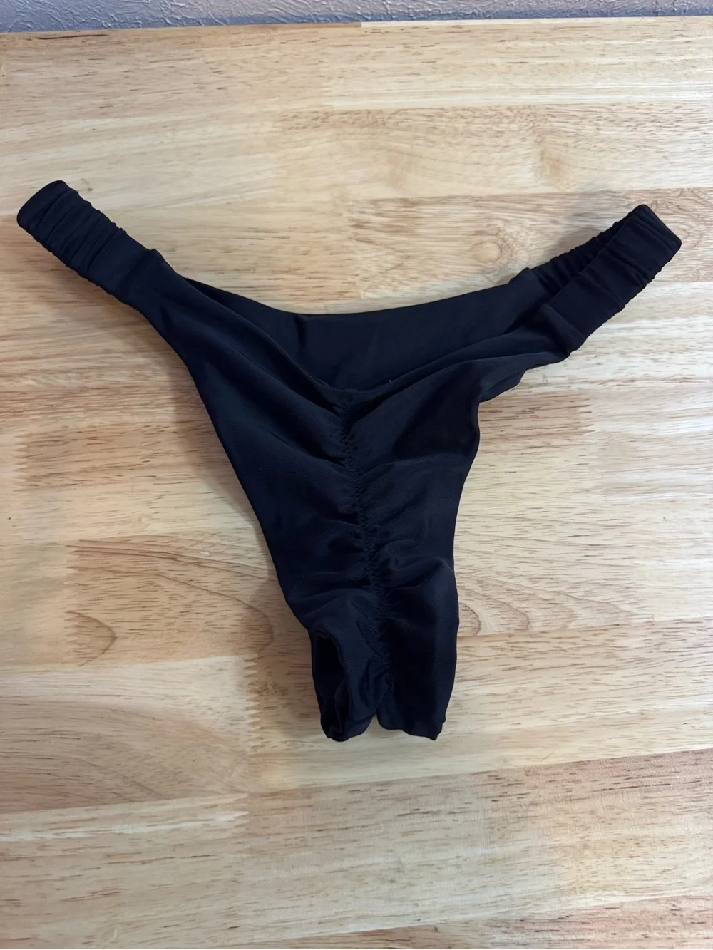 Black Thong Low Rise Scrunch Bottoms